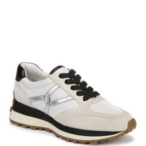 Veronica Beard Valentina White and Silver Sneakers Size 8